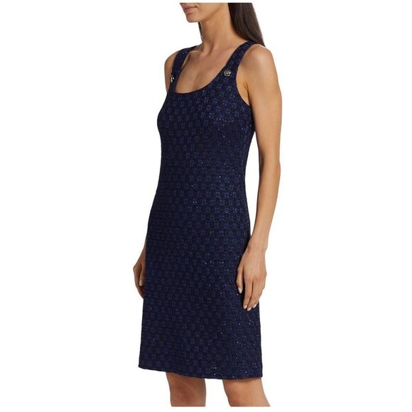 St. John Check Knit Sequin Dress size 4 - Picture 1 of 13